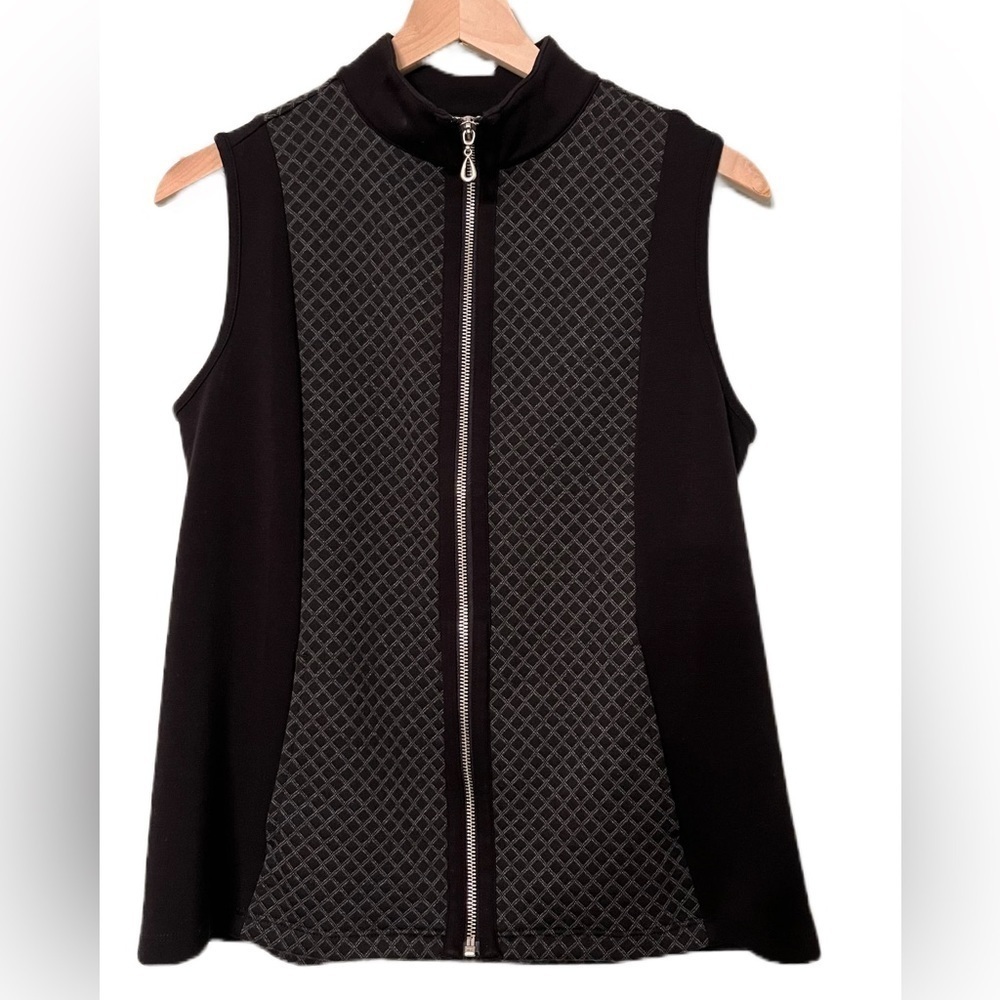 💖 Weekends by Chico’s Vest | Small | Black, With Gray & Black Pattern | EUC